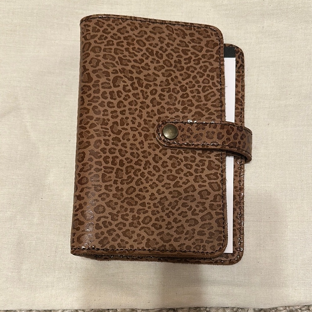 Brown Leopard Print Snap-Closure Planner Cover
